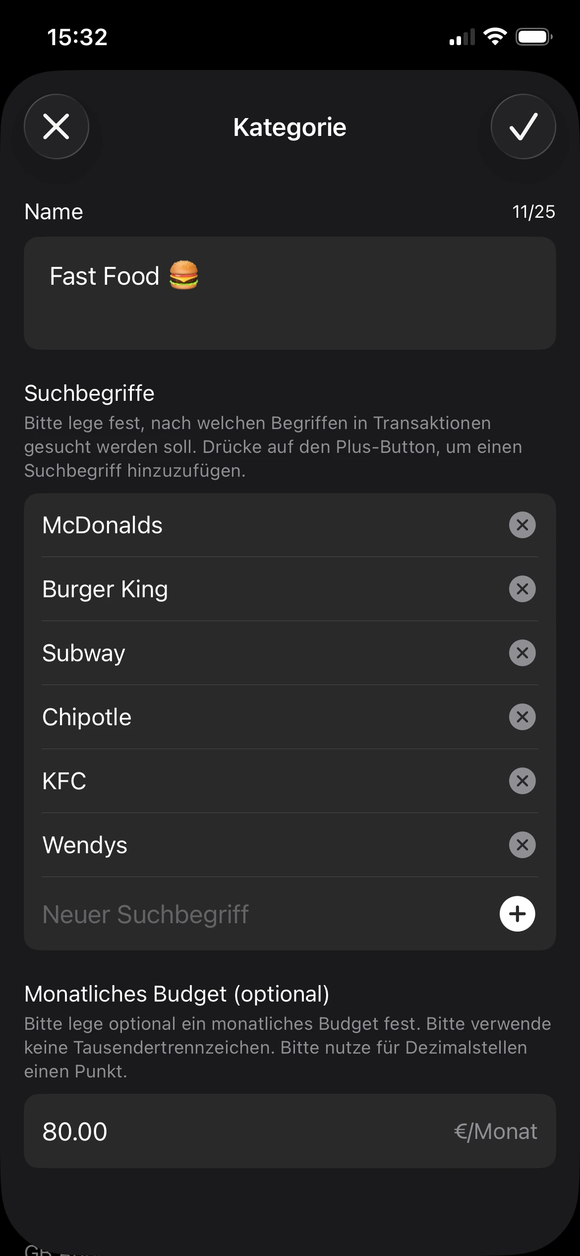 Kategorie bearbeiten