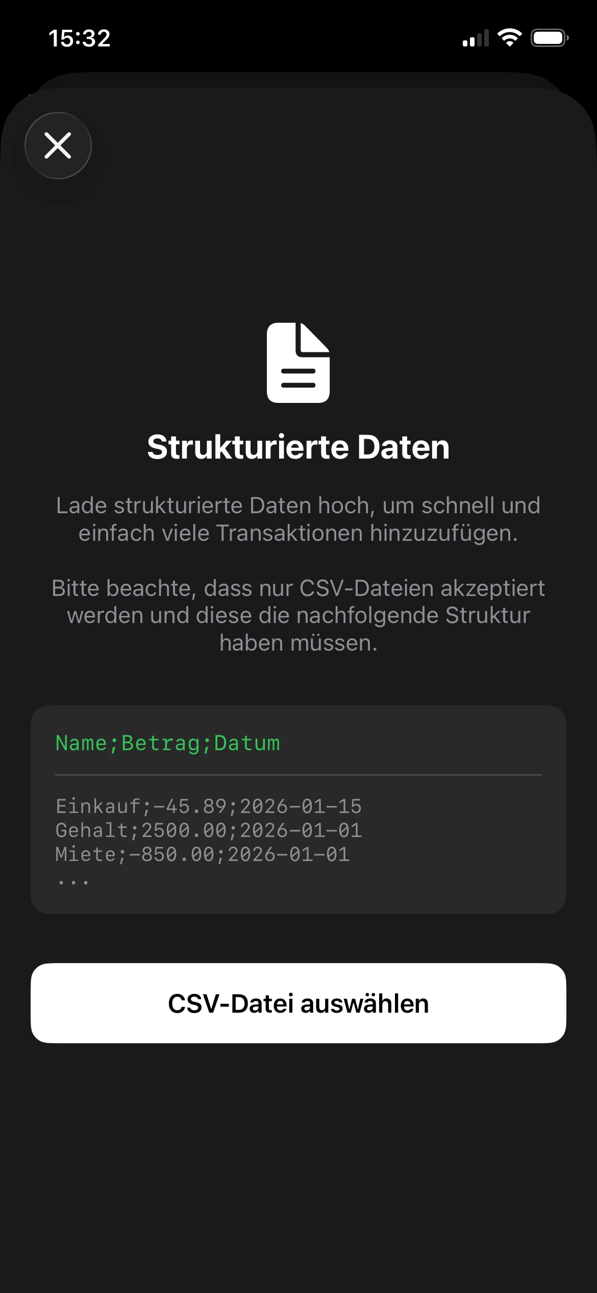 CSV-Datei importieren