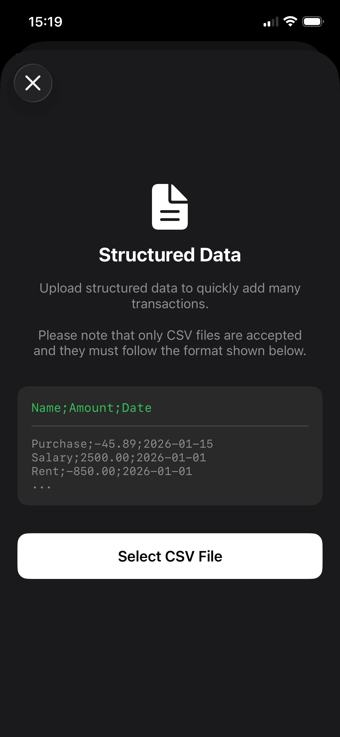 import CSV file