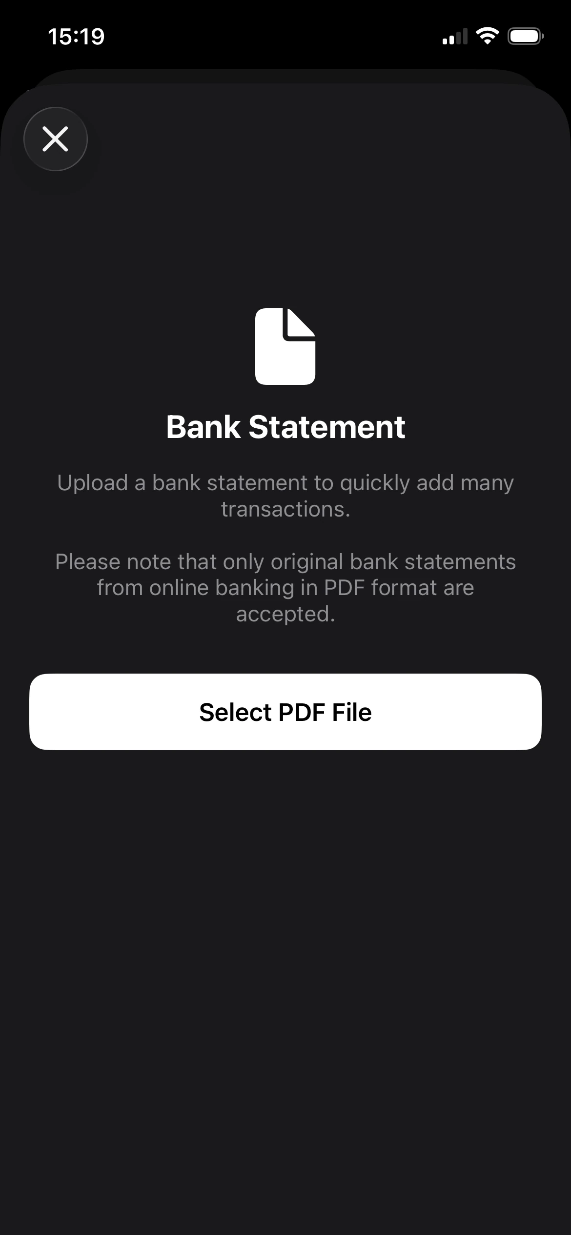 import PDF bank statement