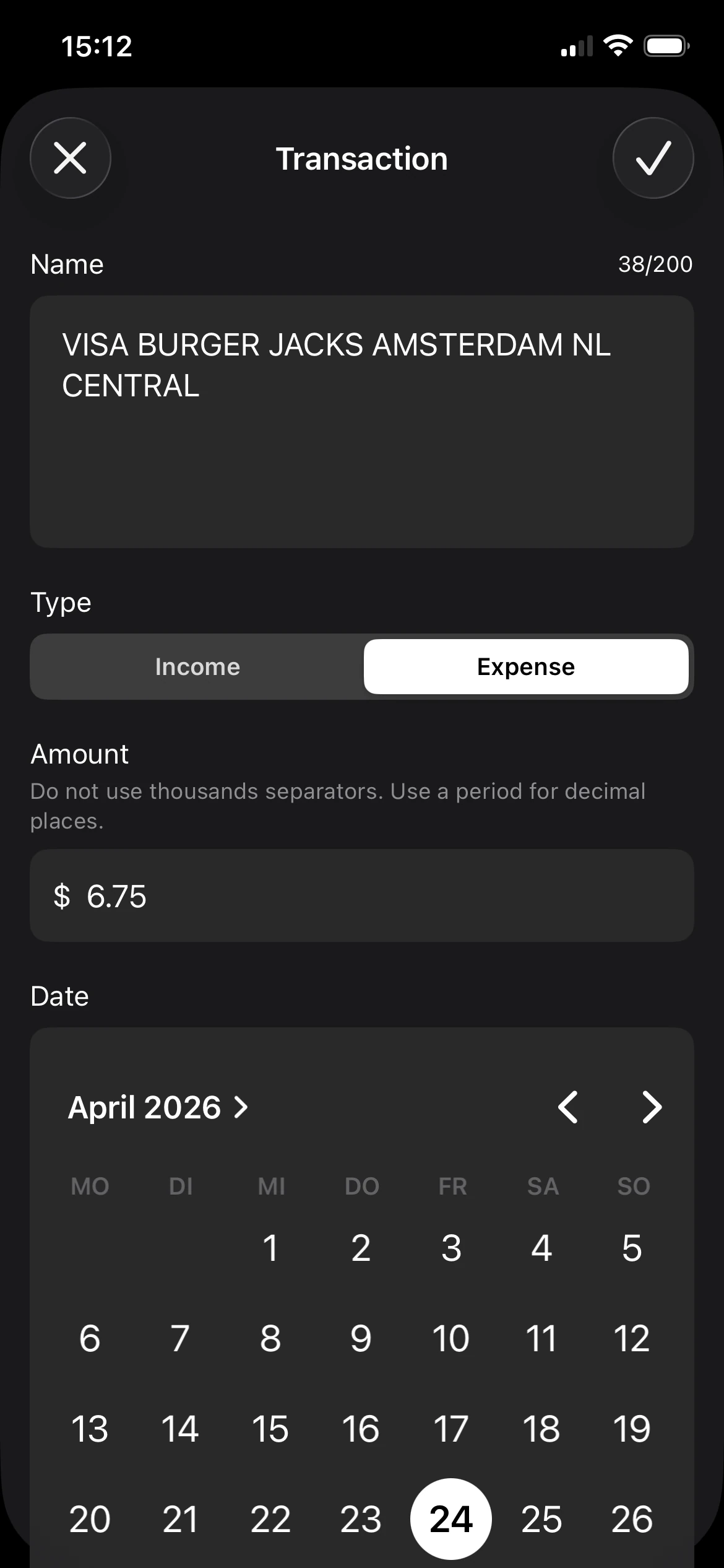 edit transaction