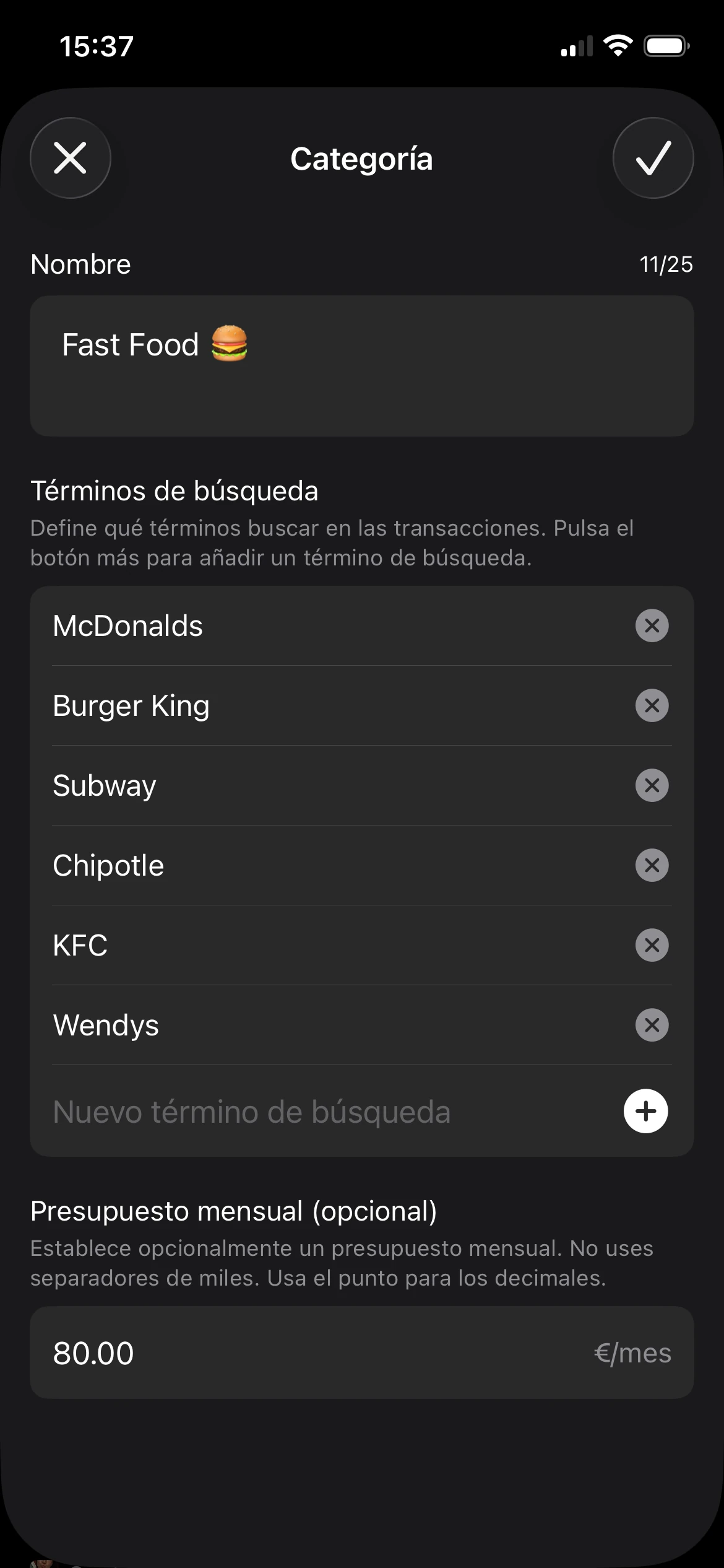 editar categoría