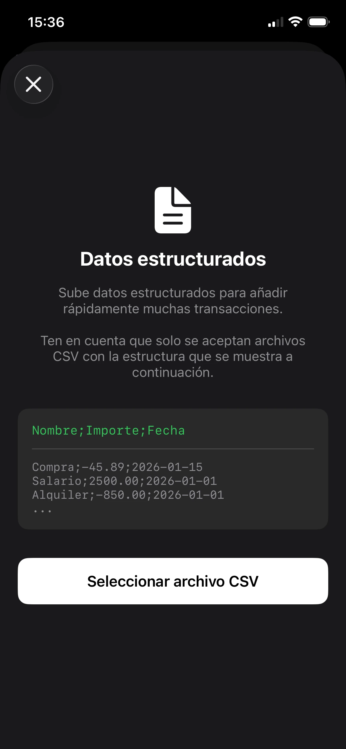 importar archivo CSV