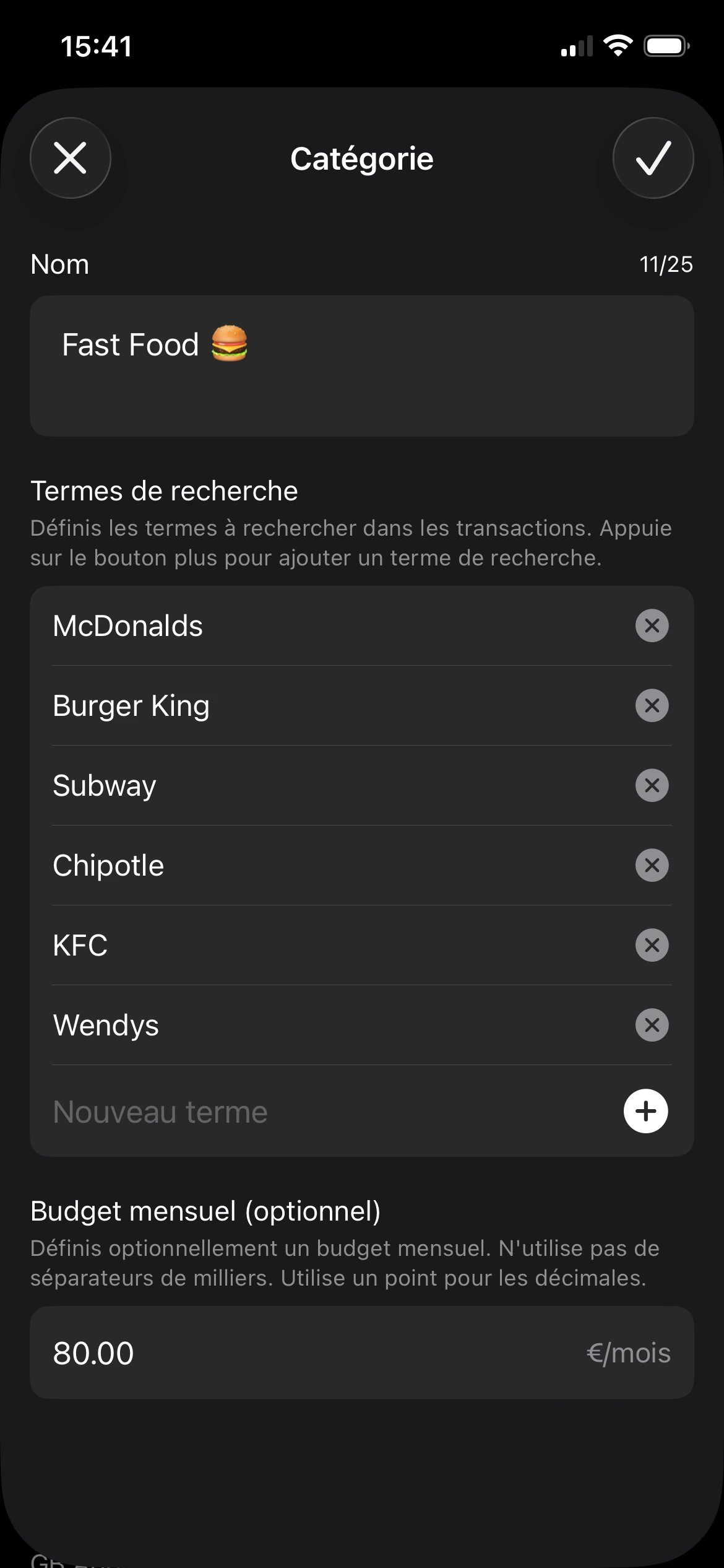 modifier la catégorie