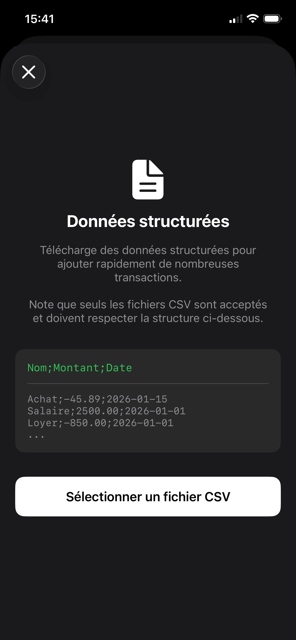 importer un fichier CSV