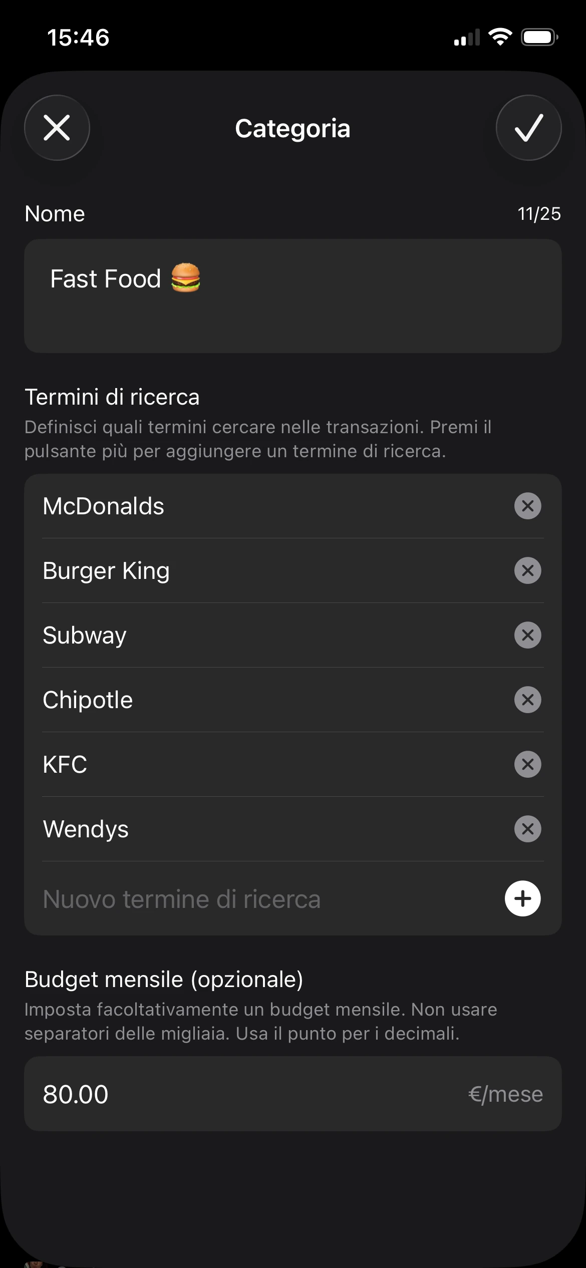 modifica categoria