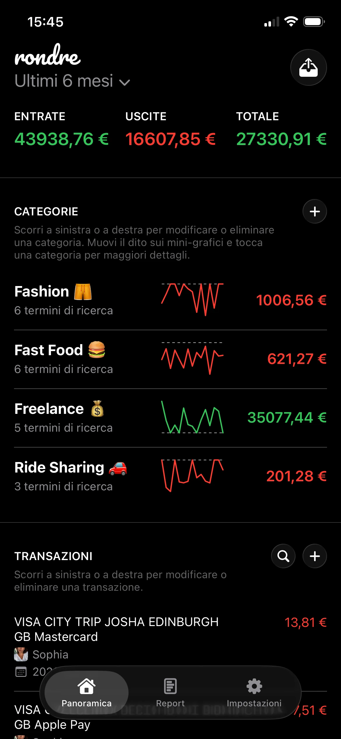 schermata panoramica rondre