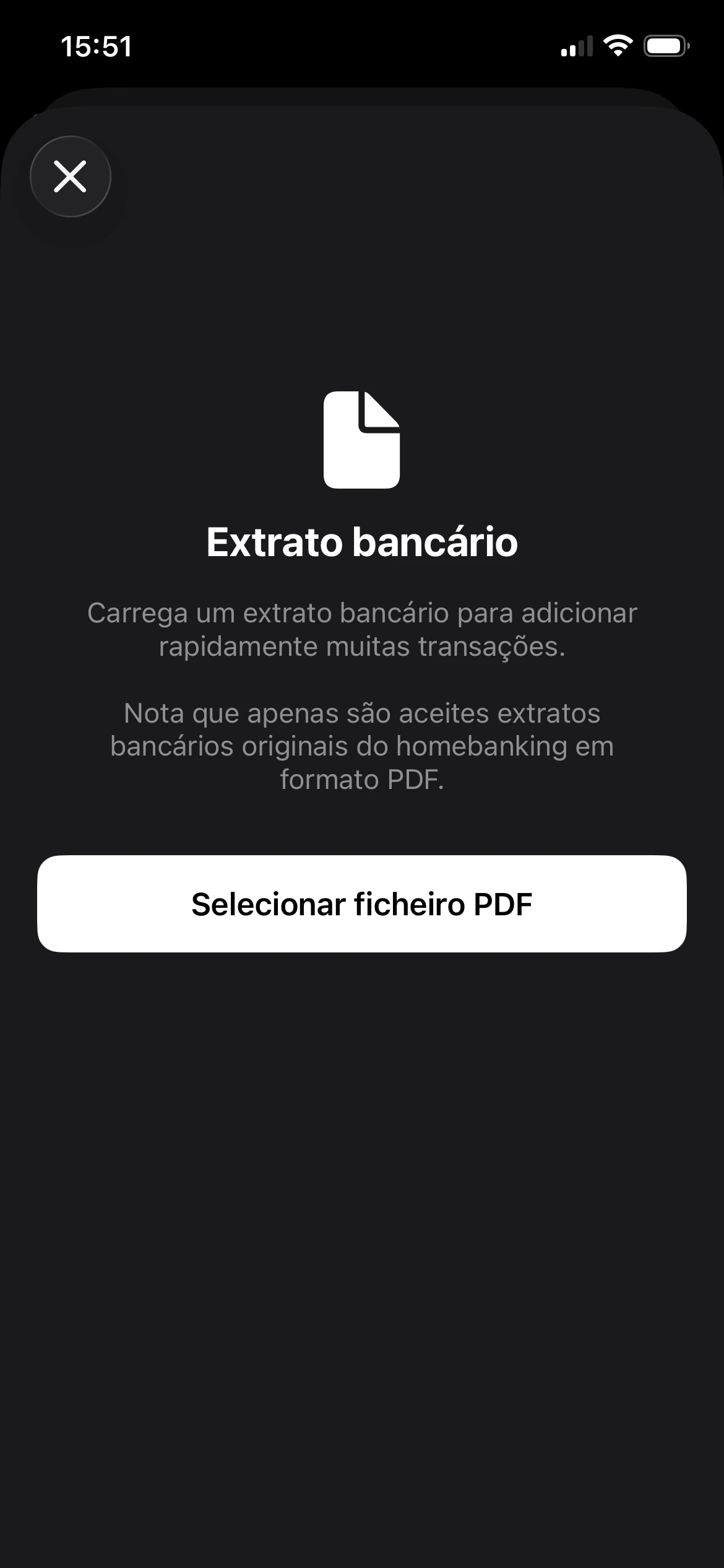 importar extrato bancário PDF